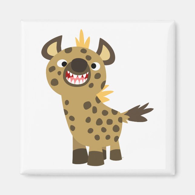 Cute Smiling Cartoon Hyena Magnet (Front)