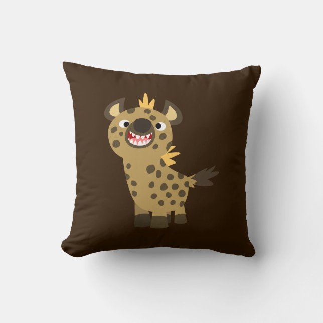 Cute Smiling Cartoon Hyena Pillow (Front)