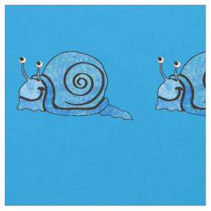 Cute Smiling Cartoon snail in Shades of Blue Fabric