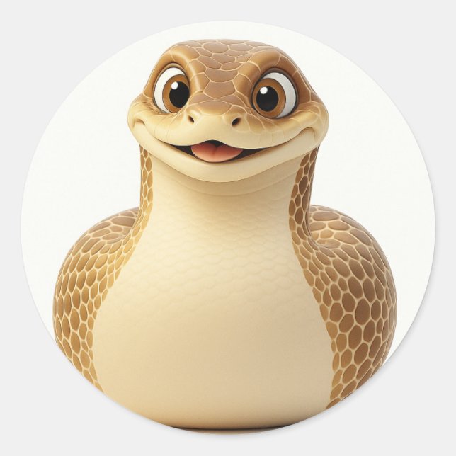 Cute Smiling Cartoon Snake Sticker (Front)