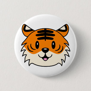 Cute Smiling Cartoon Tiger 6 Cm Round Badge