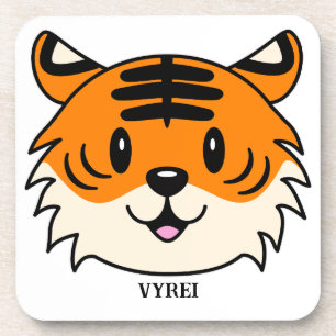Cute Smiling Cartoon Tiger Coaster