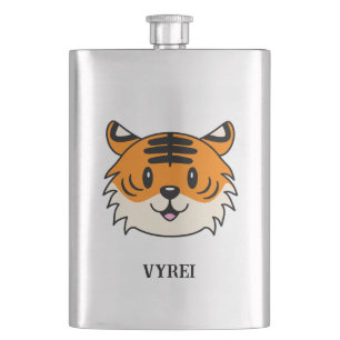 Cute Smiling Cartoon Tiger Hip Flask