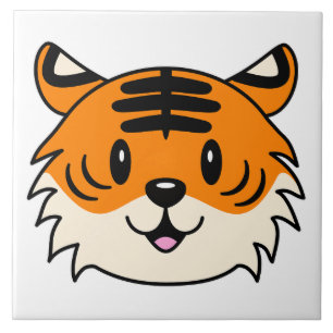 Cute Smiling Cartoon Tiger Tile
