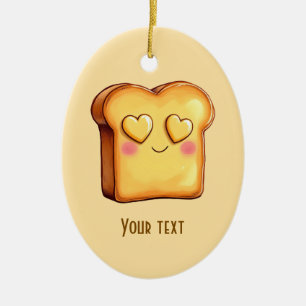 Cute Smiling Cartoon Toast Ceramic Tree Decoration