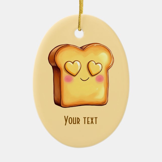 Cute Smiling Cartoon Toast Ceramic Tree Decoration (Front)