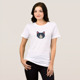 Cute Smiling Cat Face Minimal Women’s T-Shirt Tri-Blend Shirt