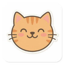 Cute Smiling Cat Face Sticker – Kawaii Cartoon Sty