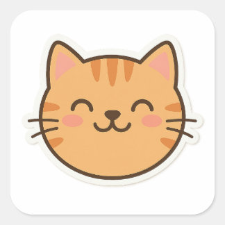 Cute Smiling Cat Face Sticker – Kawaii Cartoon Sty