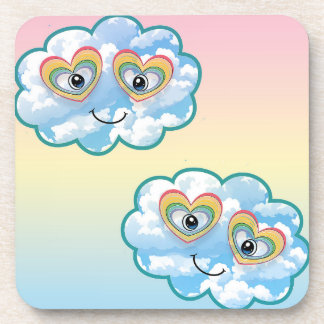 Cute Smiling Cloud Hard plastic coaster