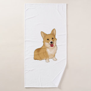 Cute smiling corgi bath towel