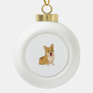 Cute smiling corgi  ceramic ball christmas ornament