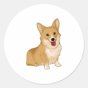 Cute smiling corgi classic round sticker