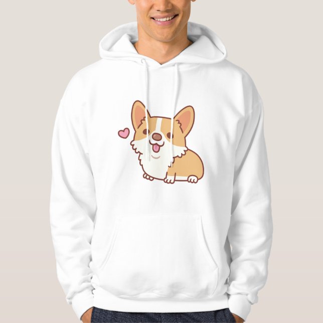 Cute Smiling Corgi Dog Hoodie (Front)