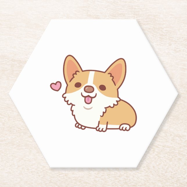 Cute Smiling Corgi Dog Paper Coaster (Front)