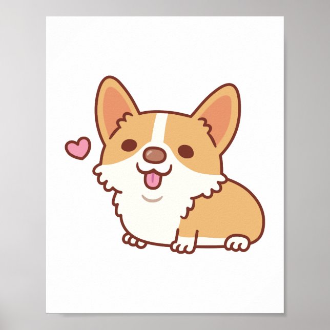 Cute Smiling Corgi Dog Poster (Front)