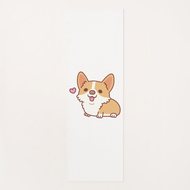 Cute Smiling Corgi Dog Yoga Mat (Front)