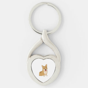 Cute smiling corgi key ring