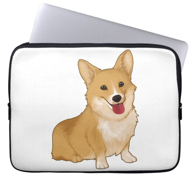 Cute smiling corgi  laptop sleeve (Front)