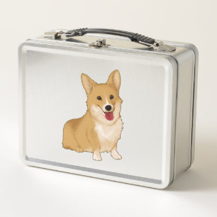 Cute smiling corgi  metal lunch box