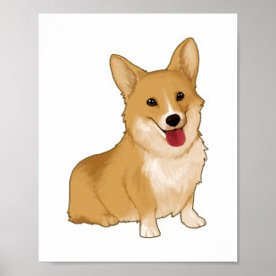 Cute smiling corgi  poster