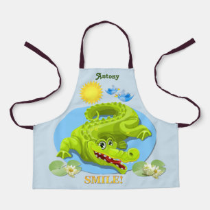 Cute Smiling Crocodile Personalised Kids' Apron
