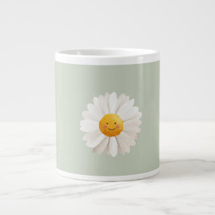 Cute Smiling Daisy Pattern Happy Floral Spring Large Coffee Mug