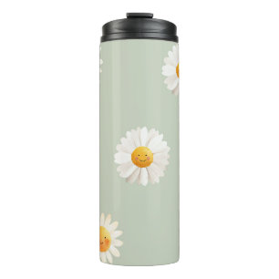 Cute Smiling Daisy Pattern Happy Floral Spring Thermal Tumbler