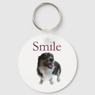 Cute Smiling Dog   Smile Be Happy Key Ring