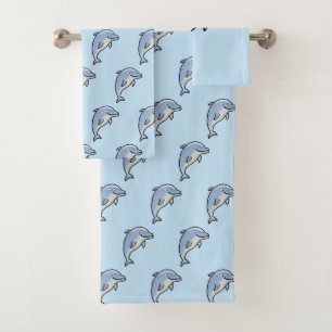 Cute Smiling Dolphin Bath Towel Set