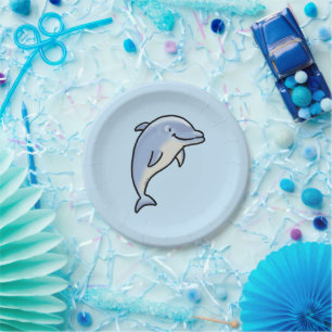 Cute Smiling Dolphin Paper Plate