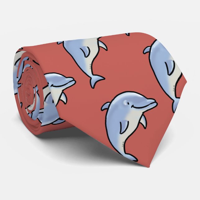 Cute Smiling Dolphin Tie (Rolled)