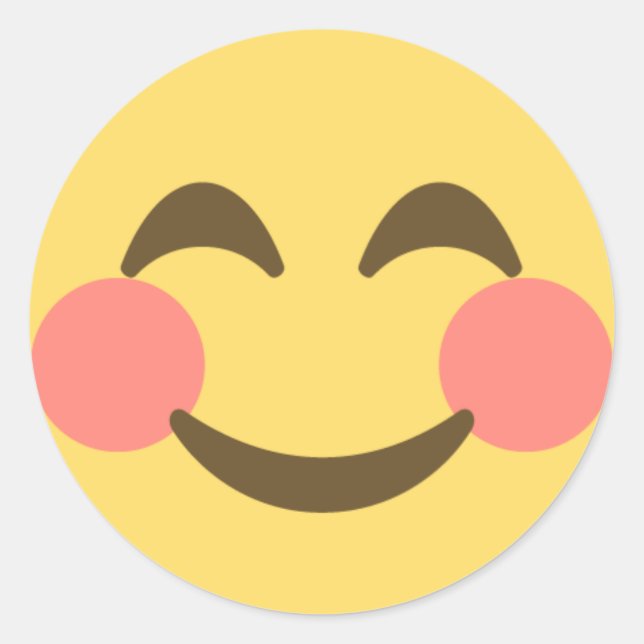 Cute Smiling Emoji Classic Round Sticker (Front)
