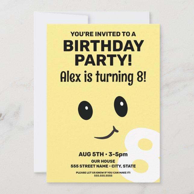Cute Smiling Face Birthday Invitation (Front)