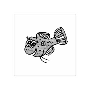 Cute smiling fish rubber stamp