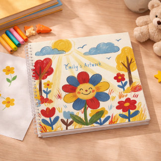 Cute Smiling Flower Kids Sketchbook Notebook