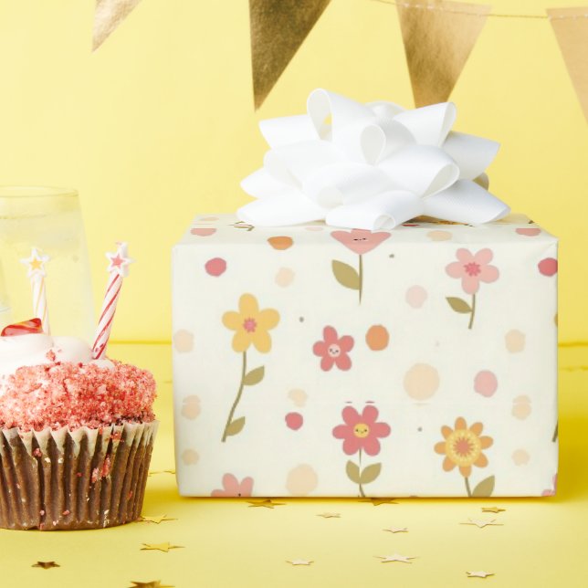 Cute Smiling Flower Wrapping Paper (Birthday Party)