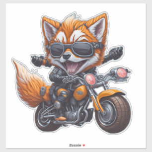Cute Smiling Fox Riding Motorcycle