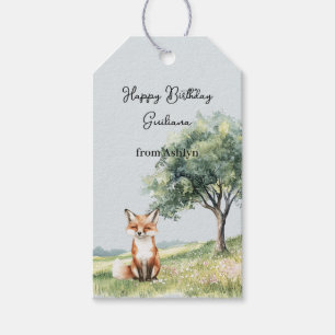 Cute Smiling Foxes Birthday Gift Tags
