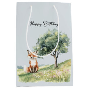 Cute Smiling Foxes Birthday Medium Gift Bag