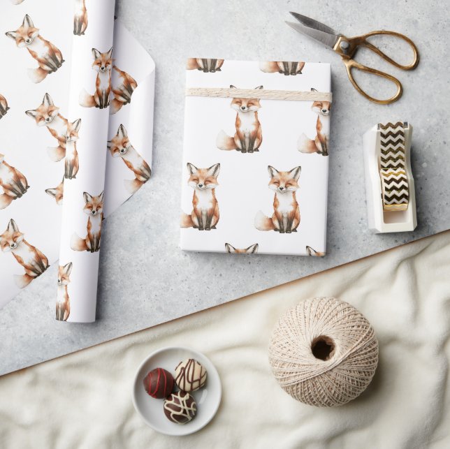 Cute Smiling Foxes Birthday Wrapping Paper (Crafts)