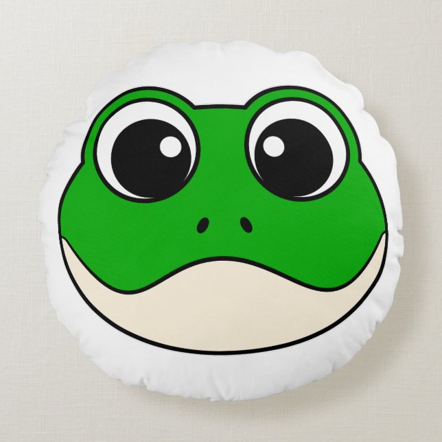 Cute Smiling Frog Round Cushion (Front)
