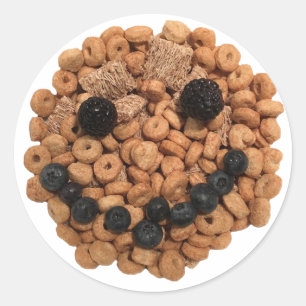 Cute Smiling Fruit and Cereal Face Classic Round Sticker