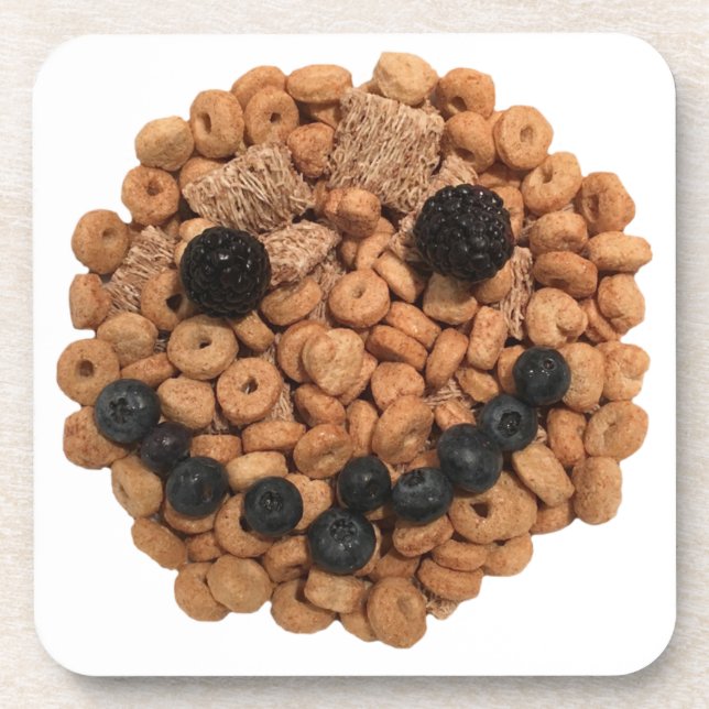 Cute Smiling Fruit and Cereal Face Coaster (Front)