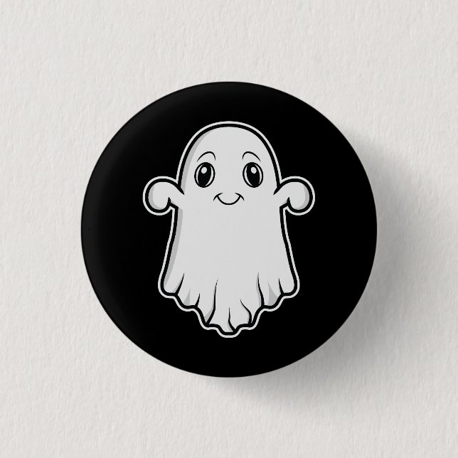 Cute Smiling Ghost Cartoon Illustration Halloween 3 Cm Round Badge (Front)