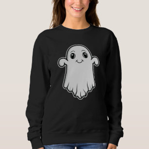 Cute Smiling Ghost Cartoon Illustration Halloween Sweatshirt