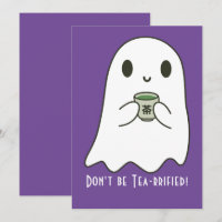 Cute Smiling Ghost & Japanese Tea Kanji Blank