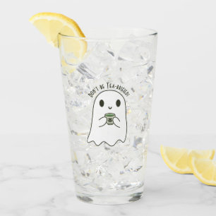 Cute Smiling Ghost & Japanese Tea Kanji Glass