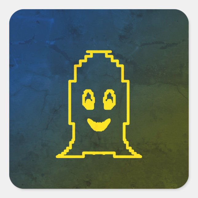 Cute smiling ghost square sticker (Front)