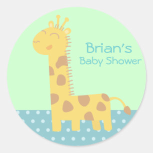 Cute smiling giraffe with polka dots floor classic round sticker